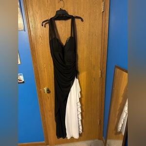 Elegant Black and White Evening Dress